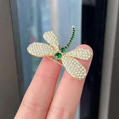 Green Zircon Steric Dragonfly Brooch